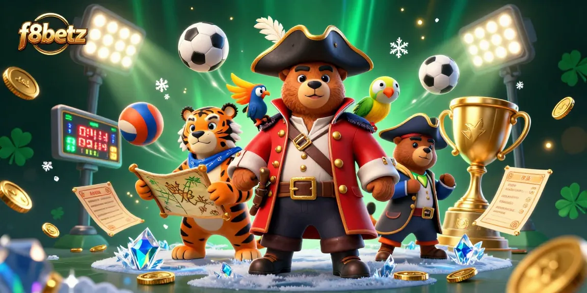 Experience exciting betting adventures with f8betz in this vibrant 3D illustration featuring sports and casino elements.