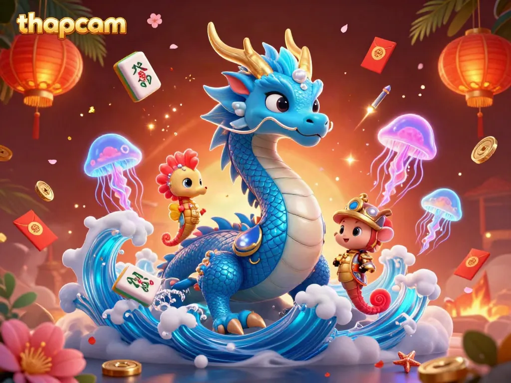 Experience thrilling gameplay with Thapcam's dynamic 3D casino scene featuring vibrant dragon elements.