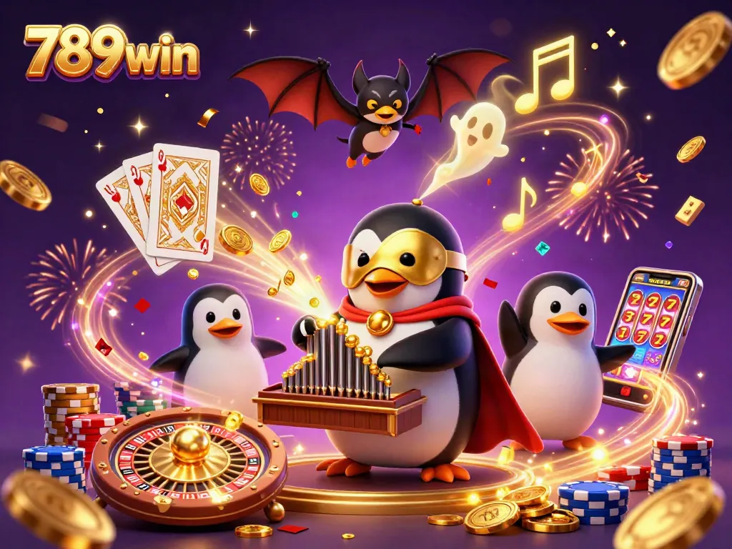 Experience the thrilling gaming atmosphere of 789win with a 3D casino illustration showcasing excitement and lavishness.