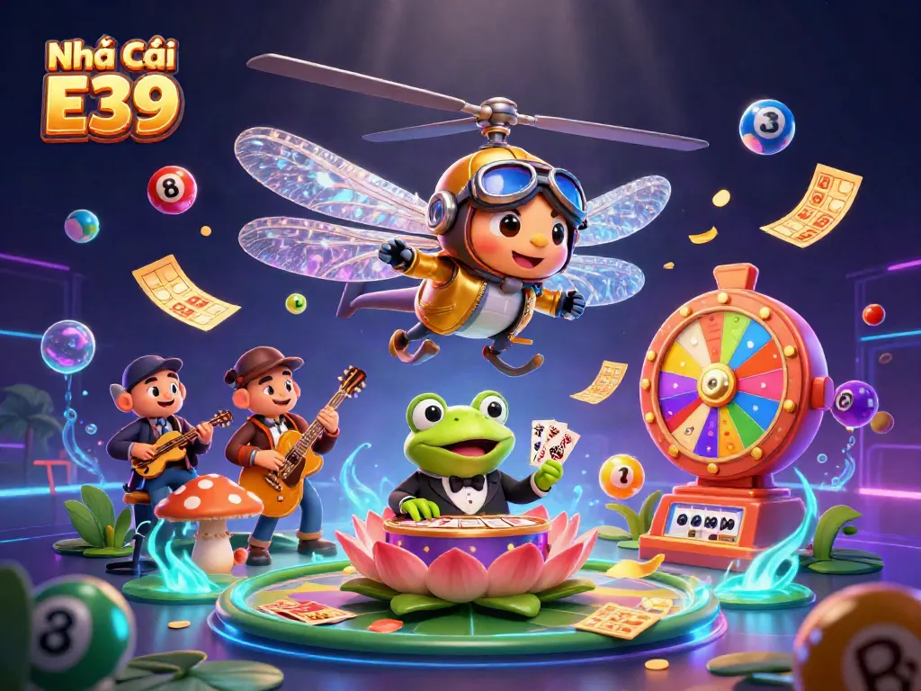 Navigating the thrilling world of Nhà Cái E39 with colorful game elements and characters in action.