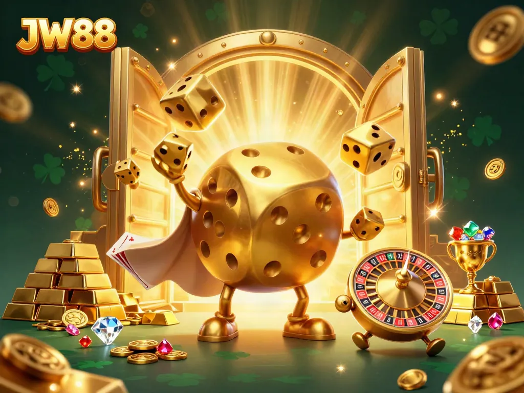 Experience thrilling gameplay with JW88's vibrant casino-themed illustration featuring dynamic gaming elements.