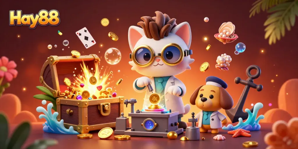 Join the excitement at Hay88 with a vibrant 3D illustration featuring casino characters and enriched gameplay.