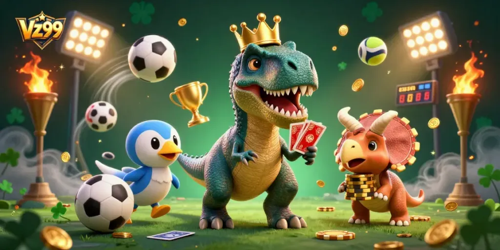 Experience thrilling gameplay at Vz99 with vibrant 3D gaming characters and action-packed sports elements.