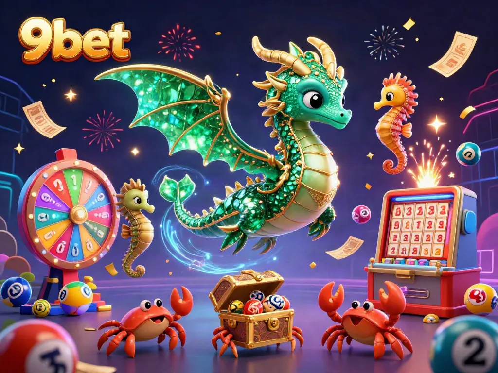 Join the excitement with 9bet's fantasy-themed online gambling experience, featuring vibrant lottery elements.