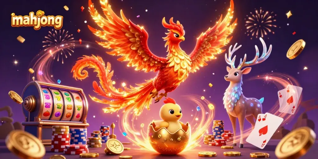 Menangkan permainan mahjong dengan ilustrasi penuh warna dari karakter menarik dan elemen kasino.