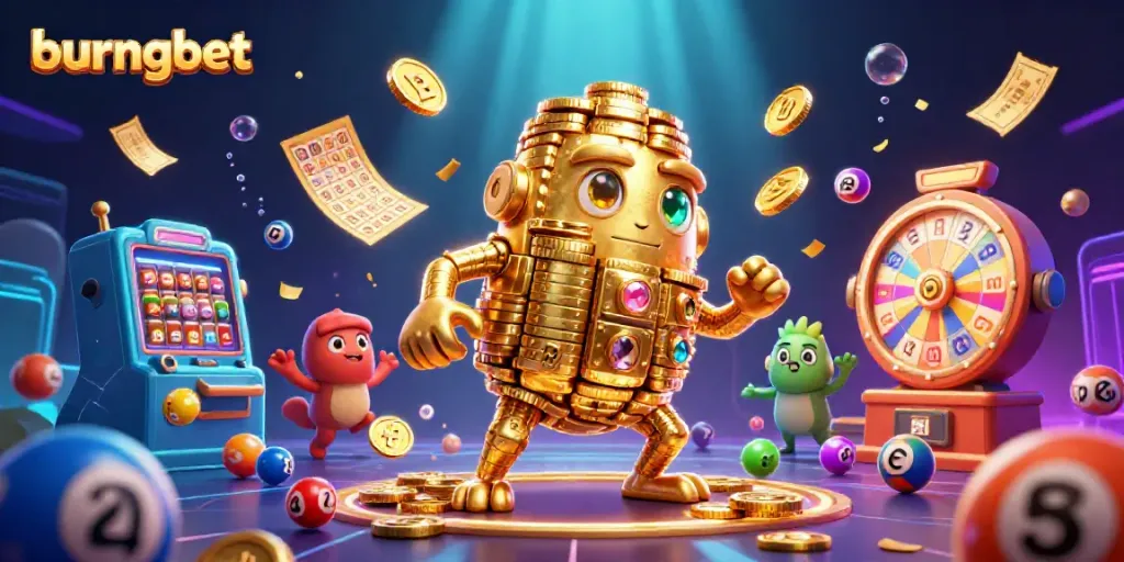 Bermain di burungbet dengan golem emas, bola lotere, dan efek visual yang dinamis.