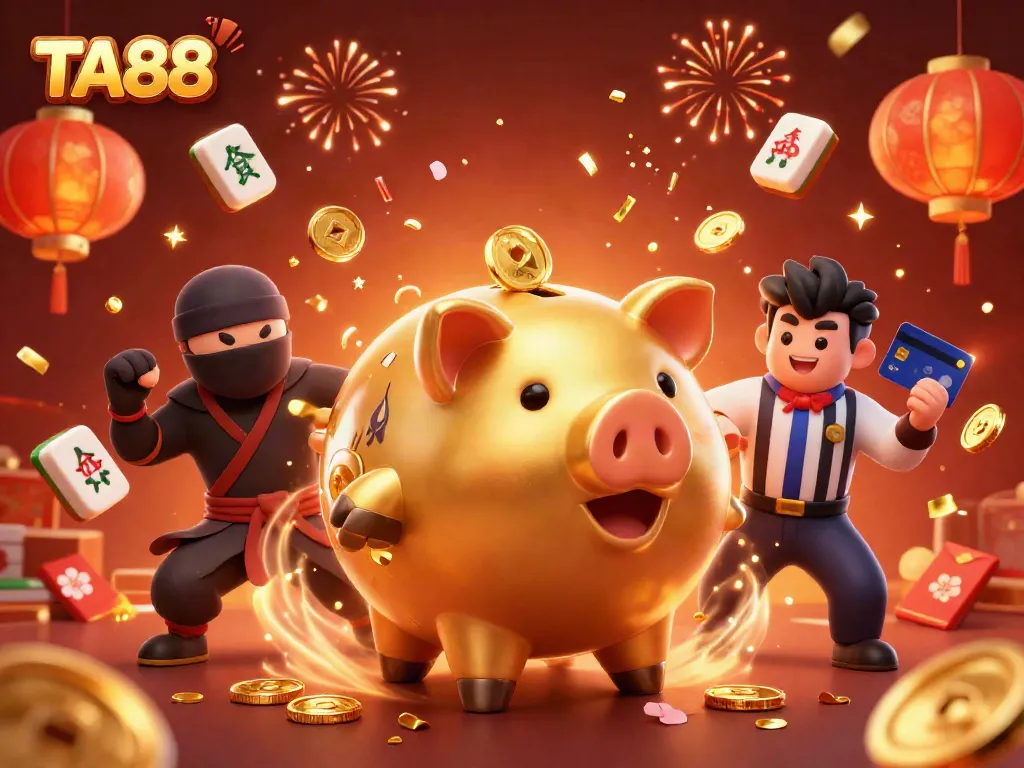 Engage with TA88's interactive gaming experience featuring unique characters and festive charm.