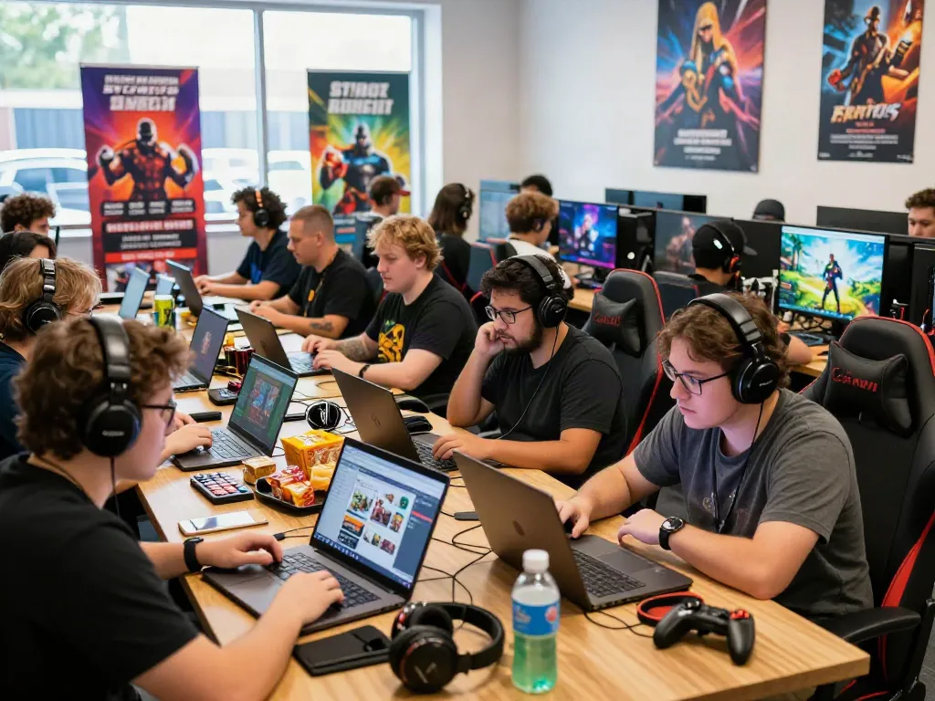 Engaged gamers browsing digital games at warung168 marketplace