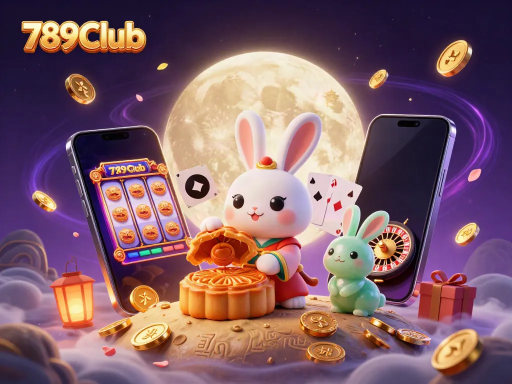 Experience the excitement of gaming with 789Club as a moon rabbit unveils poker chips from mooncakes.