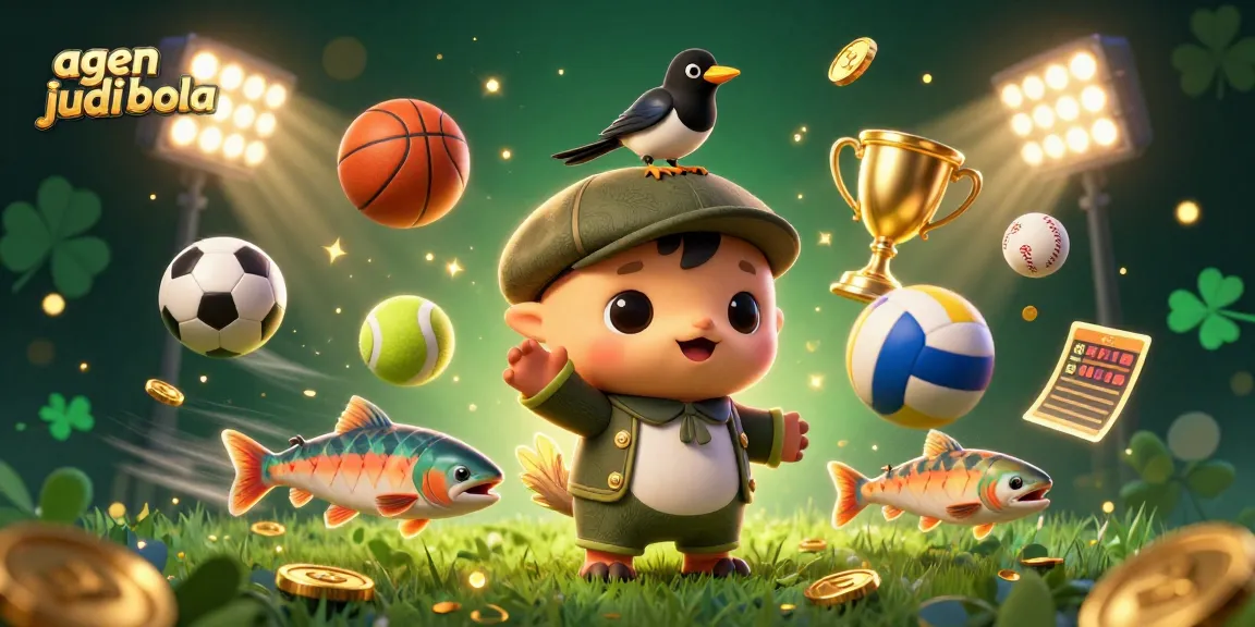 Engage with agen judi bola through thrilling sports betting scenes featuring vibrant 3D characters and dynamic sports elements.