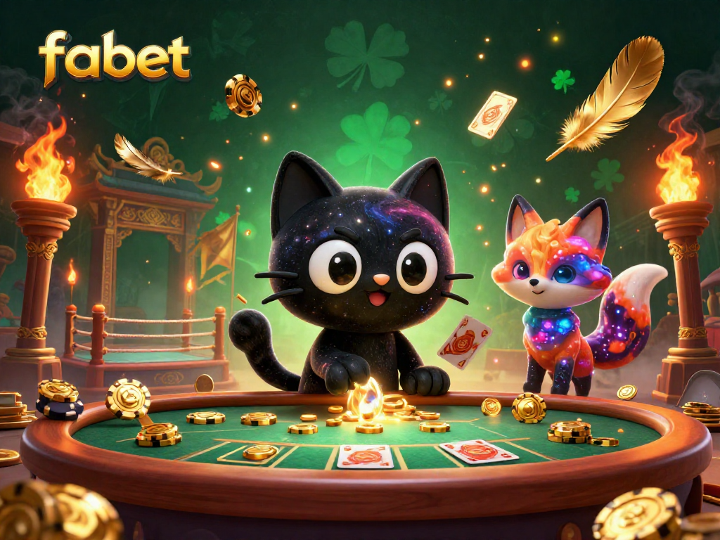 Experience fabet's thrilling cosmic casino with vibrant characters, golden chips, and fabulous gaming elements.