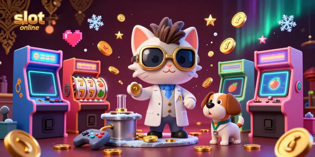 Spin the reels and win big with captivating slot online adventures in this vibrant scene.