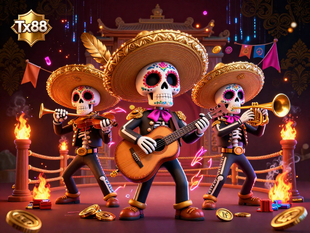 Join the vibrant scene of Tx88 with a lively mariachi band and casino elements igniting excitement!