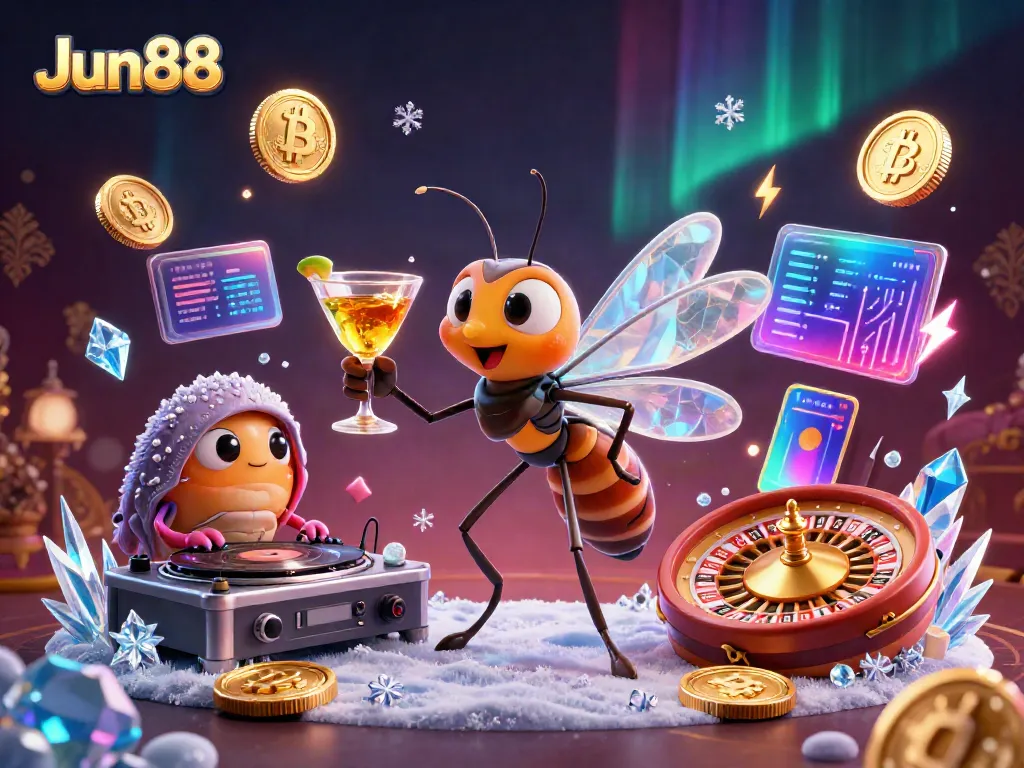 Bet on Jun88 with a dynamic casino scene, showcasing unique characters and vibrant gaming elements.