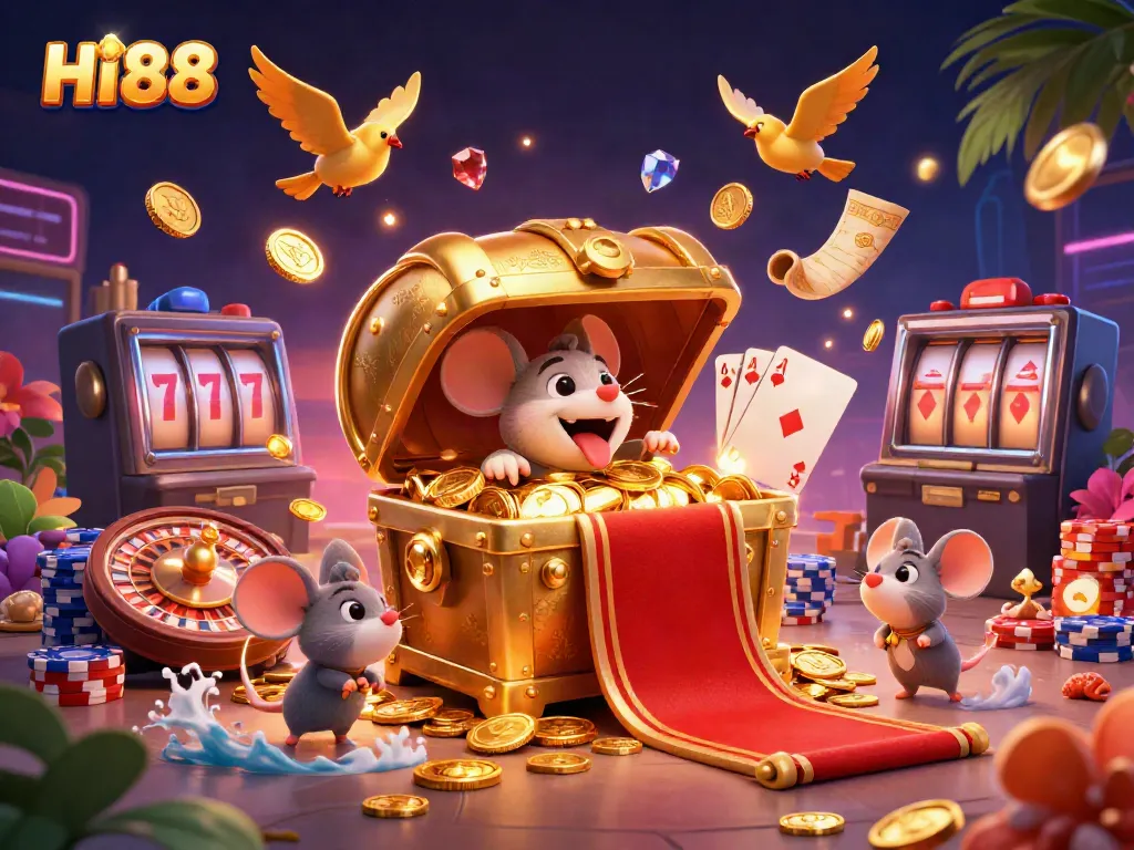 Experience thrilling action at HI88 with dynamic casino elements and golden treasures.