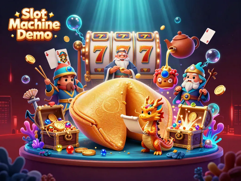 Experience the fun of Slot Machine Demo with vibrant characters and gaming elements in this vibrant 3D scene.