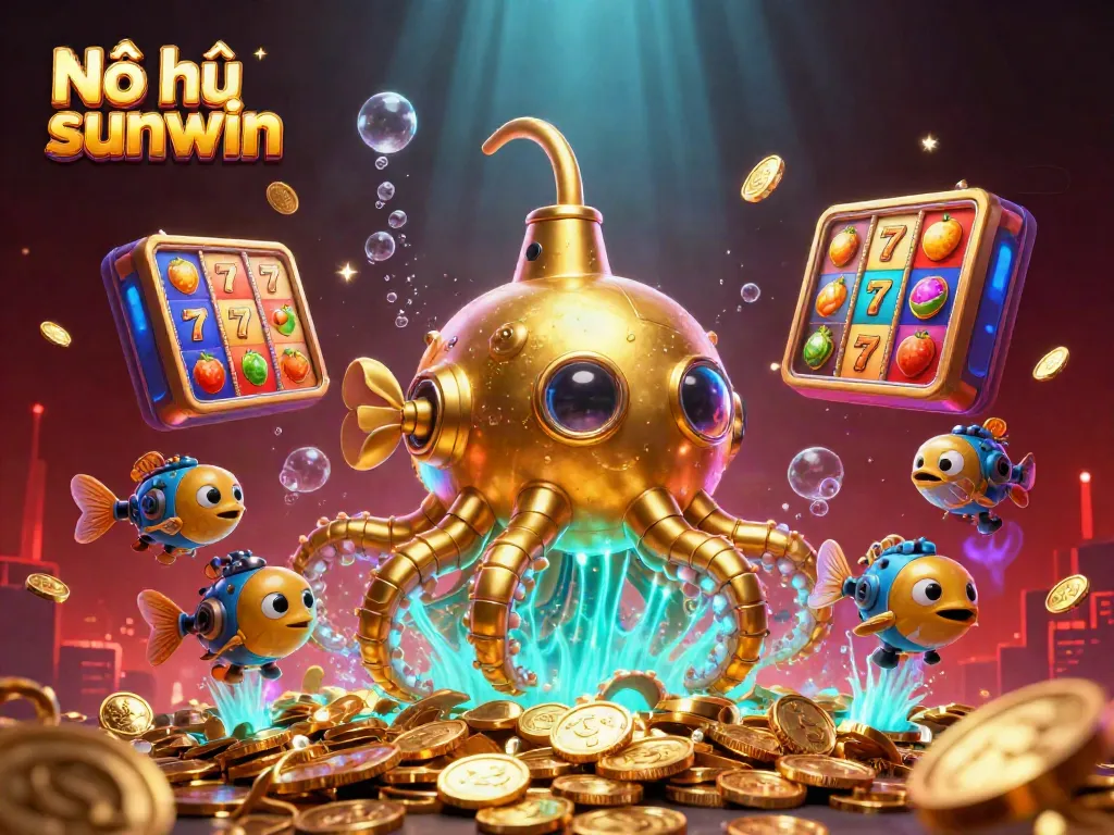 Engage with Nổ hũ sunwin thrilling jackpot experience featuring vibrant slot elements and dynamic underwater scene.