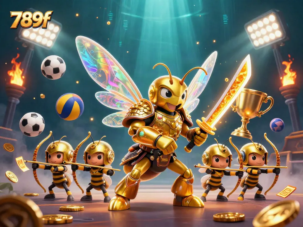 Engage in thrilling gameplay at 789f with dynamic elements and a golden samurai hornet in action.