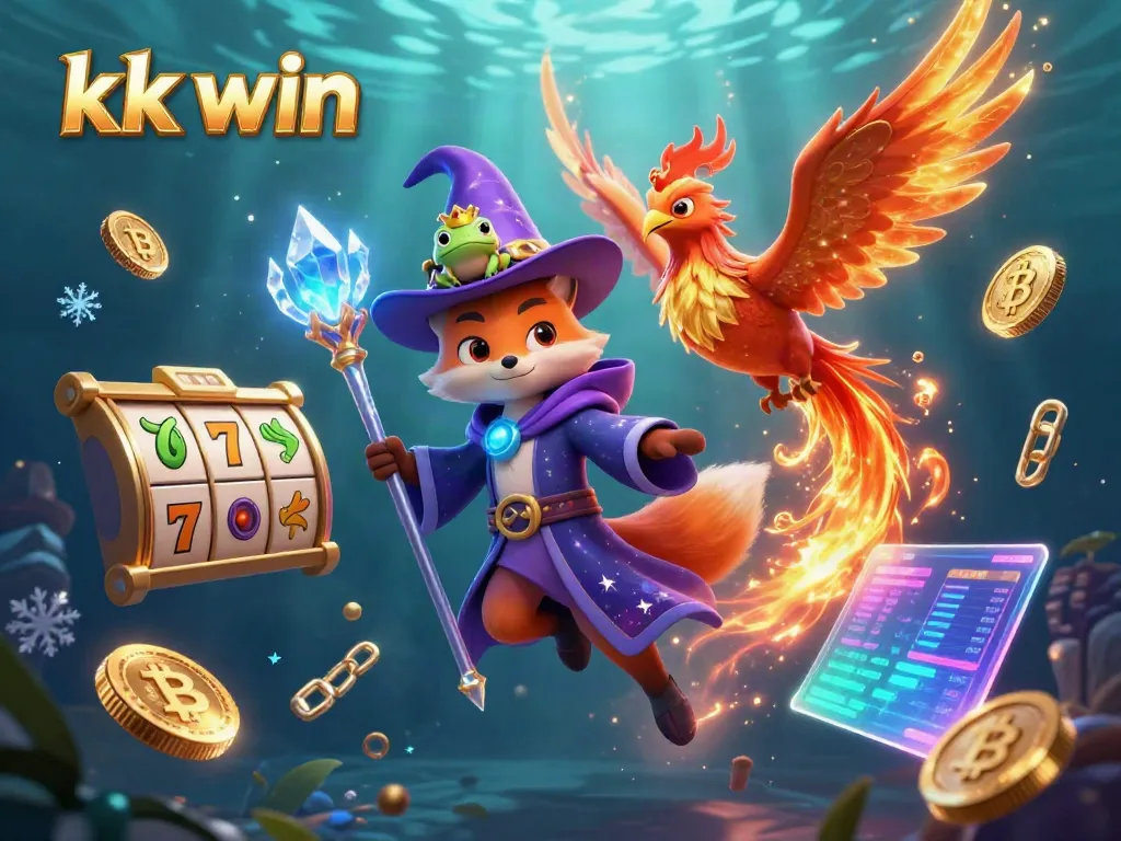 Engage in exhilarating gameplay with kk win's rich casino offerings under a mystical casino scene.