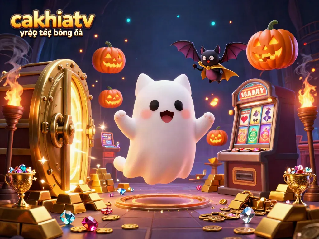 Cakhiatv trực tiếp bóng đá engages players with a vibrant casino scene featuring captivating characters, magical effects, and decorative elements