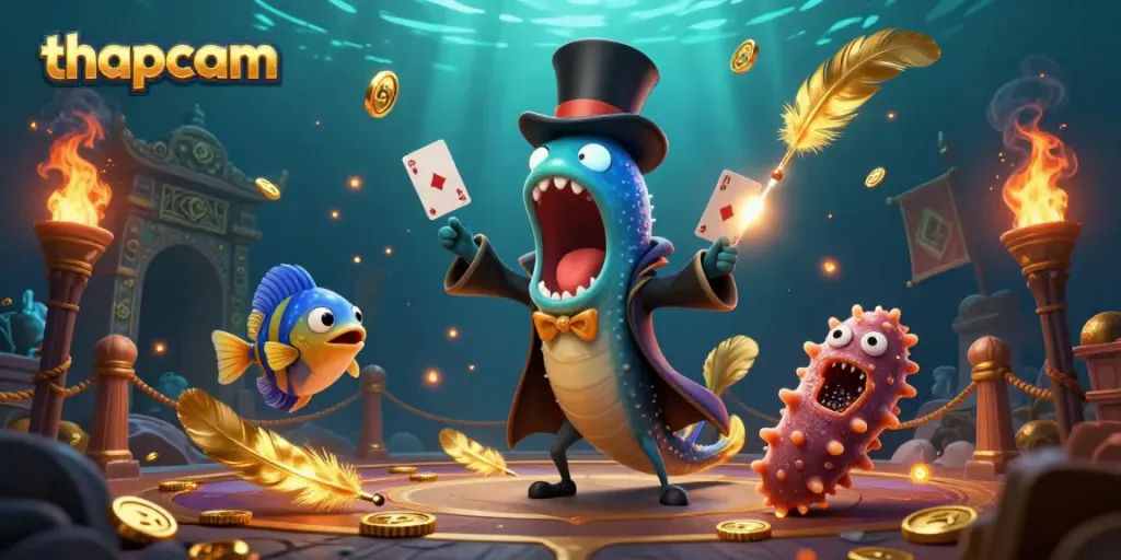 Experience immersive gambling with thapcam's unique underwater-themed casino illustration featuring magical sea creatures.
