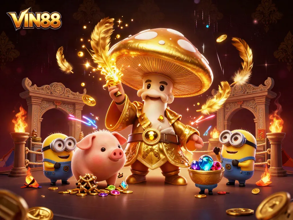 Experience the excitement of winning at VIN88 with magical characters and dynamic casino elements.