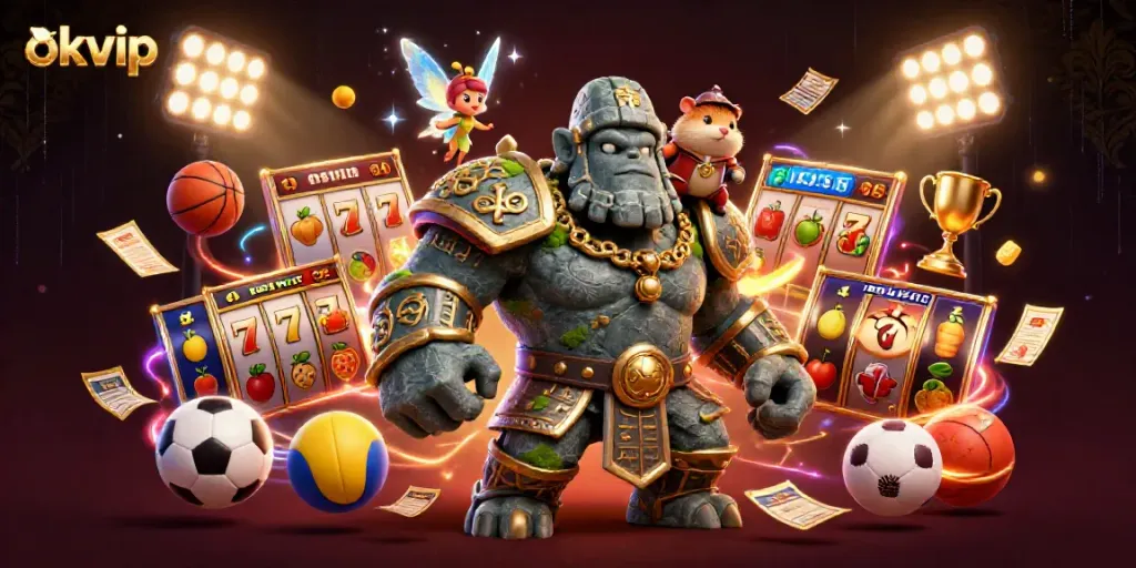 Experience the thrill of okvip and epic gameplay in this vibrant, magical casino scene.