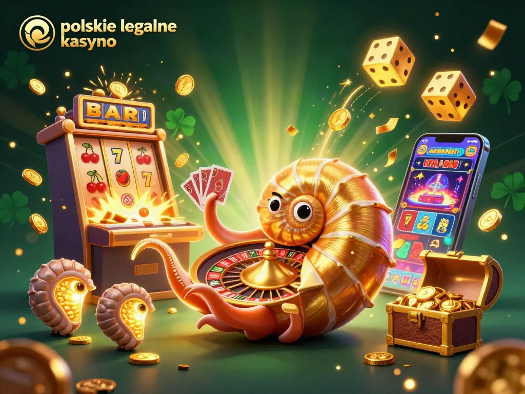 Experience the excitement of polskie legalne kasyno in a vibrant casino scene with a dynamic 3D nautilus character.