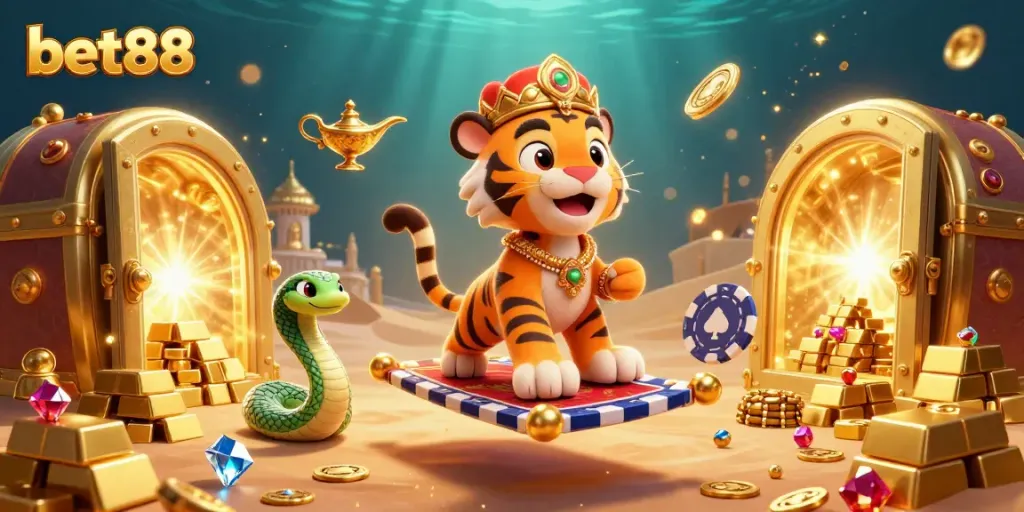 Play and win big at bet88 with vibrant 3D casino illustration featuring enchanted elements.