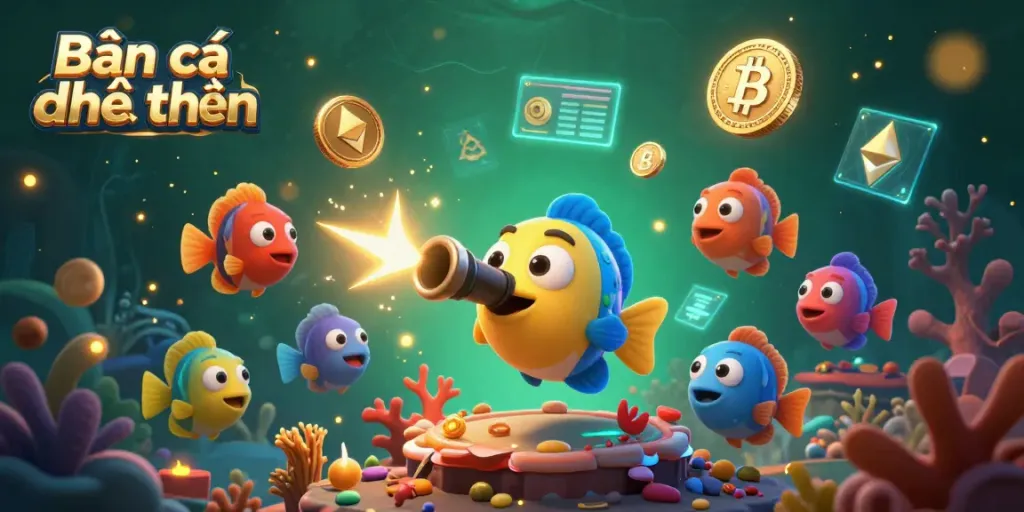 Engage in Bắn cá đổi thưởng shooting vibrant sea creatures in a colorful underwater setting.