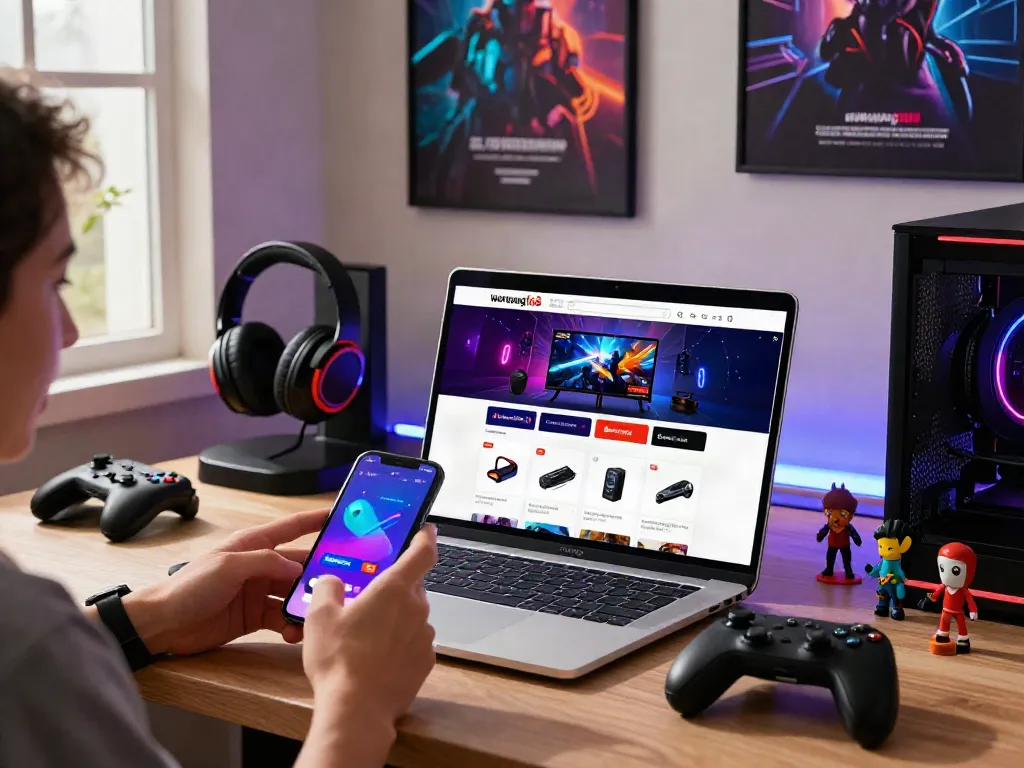 Person engaging with the warung168 e-commerce platform while exploring gaming products.