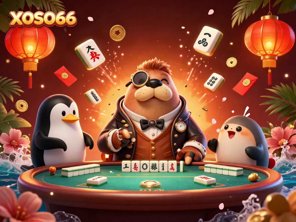 Experience thrilling moments with XOSO66 at an underwater poker table featuring unique characters.