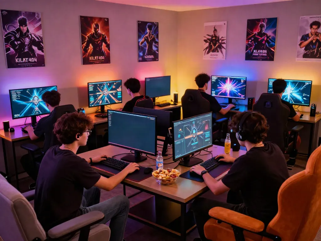 Friends enjoying a vibrant gaming night experience with KILAT404.