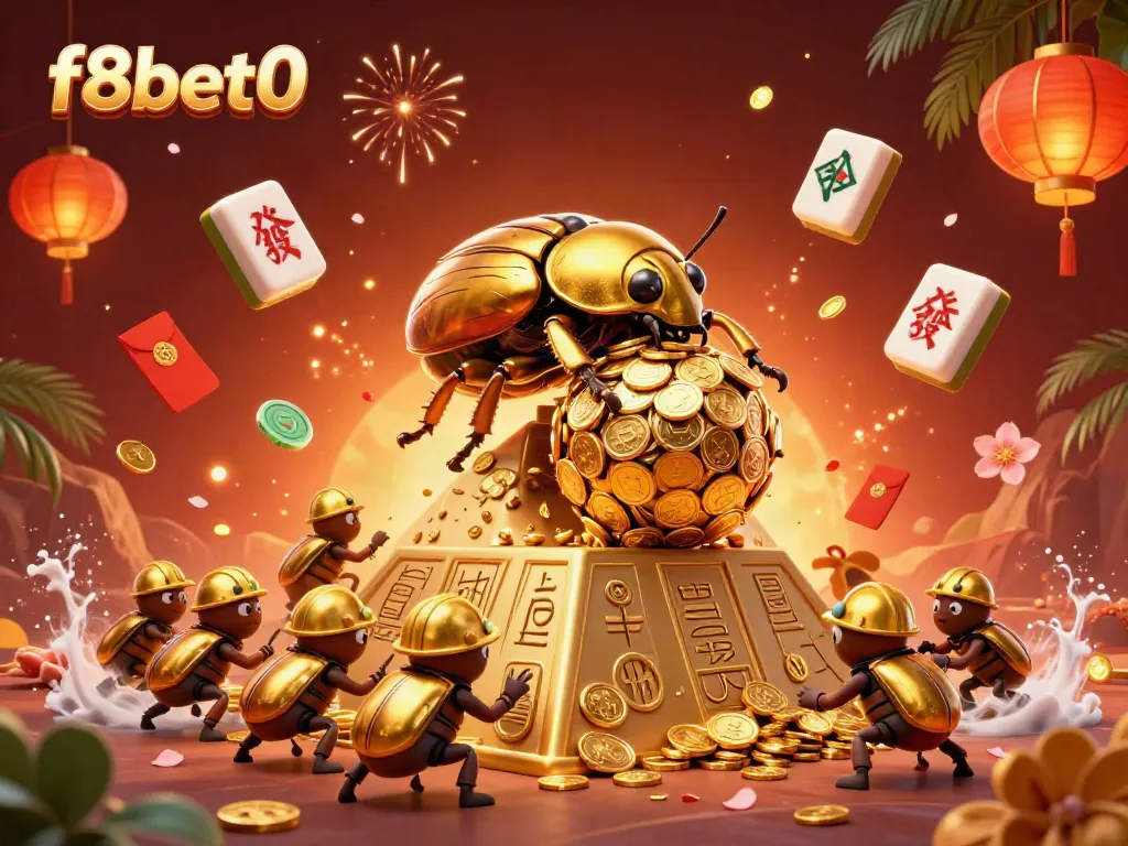 Experience dynamic gambling action with f8bet0 in a vibrant 3D casino world filled with golden elements.