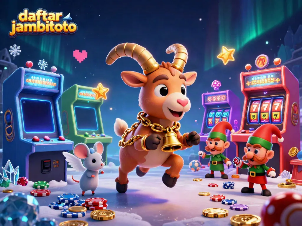 Experience the thrill of daftar jambitoto with Krampus and friends in a festive casino-themed scene.