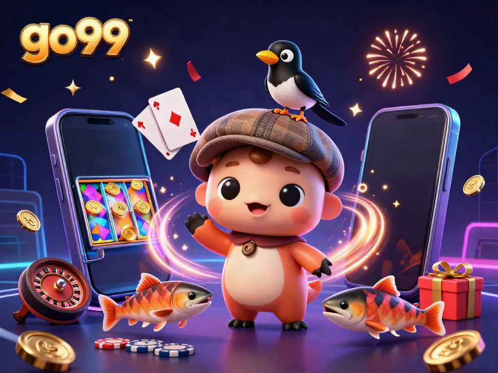 Join the fun with go99 as Nessie and friends celebrate vibrant casino adventures!