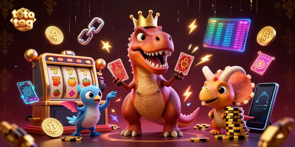 Engage with the thrilling world of gambling in this lively illustration showcasing the characters in a dynamic casino setting themed with "toto tog."