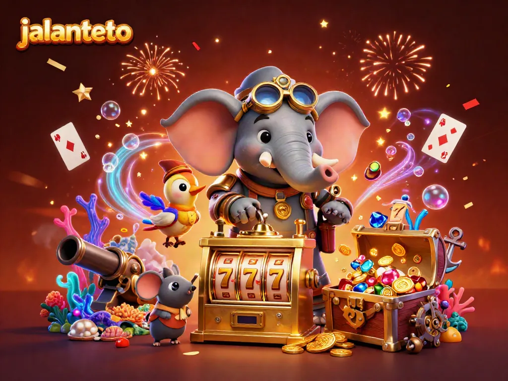 Spin to win with jalantoto on vibrant slot machines surrounded by a playful steampunk scene.