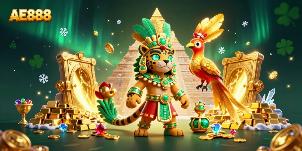 Join the excitement at AE888 with vibrant treasures and immersive gaming illustrations.