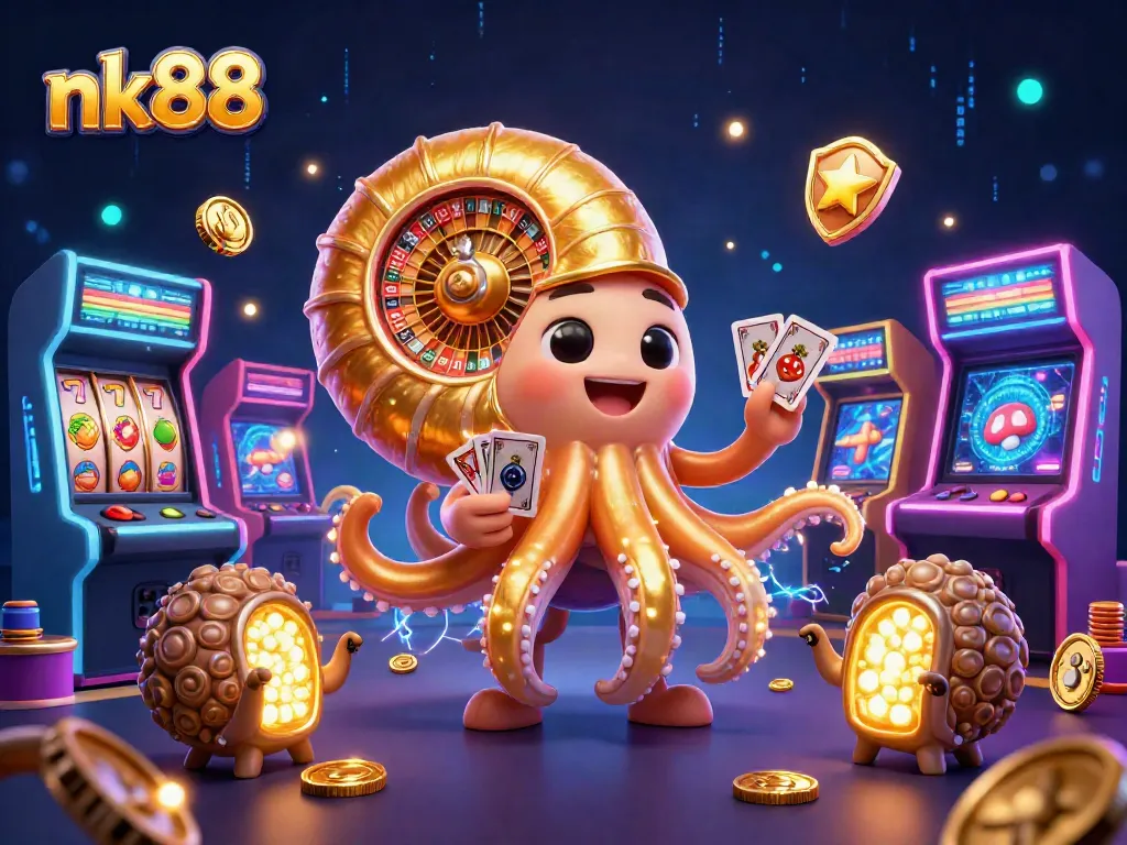 Experience thrilling gameplay at nk88 with a nautilus roulette wheel and vibrant casino elements.