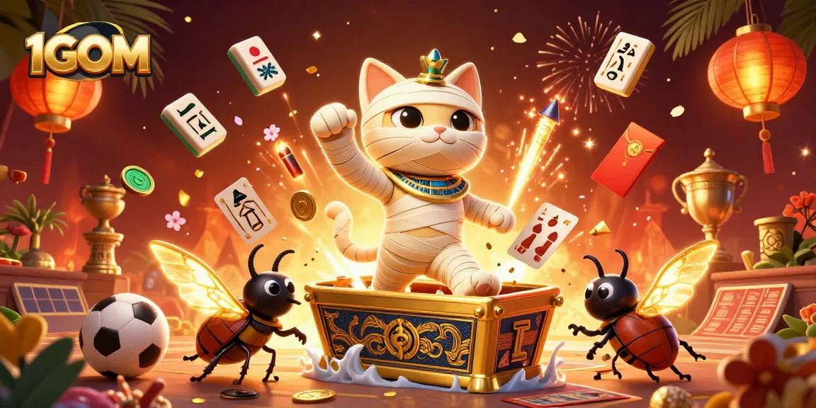 Experience thrilling sports betting at 1GOM with an engaging, dynamic casino illustration.