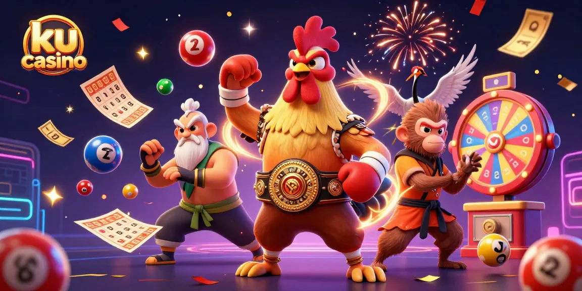 Experience thrilling excitement at ku casino with vibrant characters and energetic lottery elements.