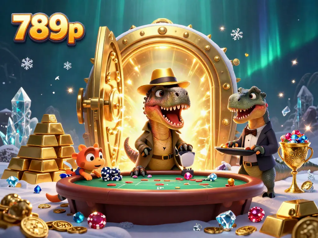Watch 789p's thrilling casino scene with a velociraptor card counter and gems everywhere!