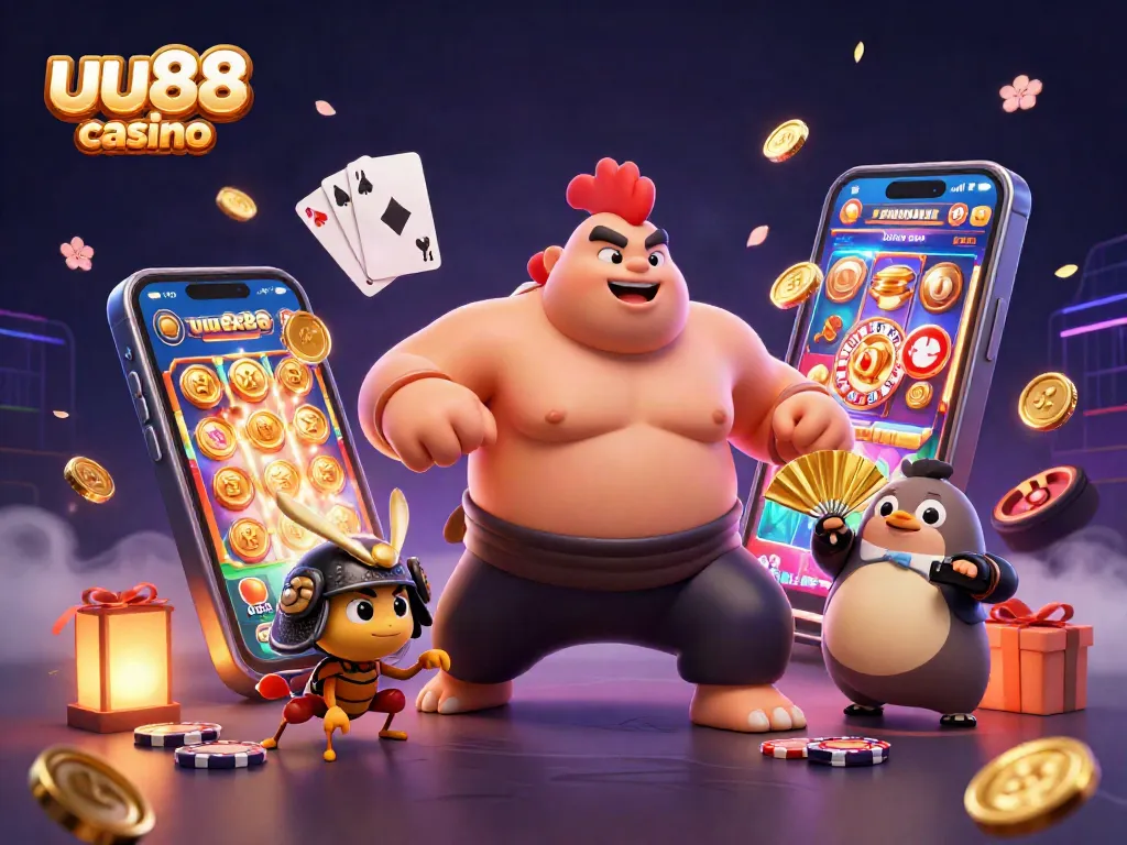 Experience the thrilling action at uu88 casino with vibrant game elements in a dynamic 3D scene.