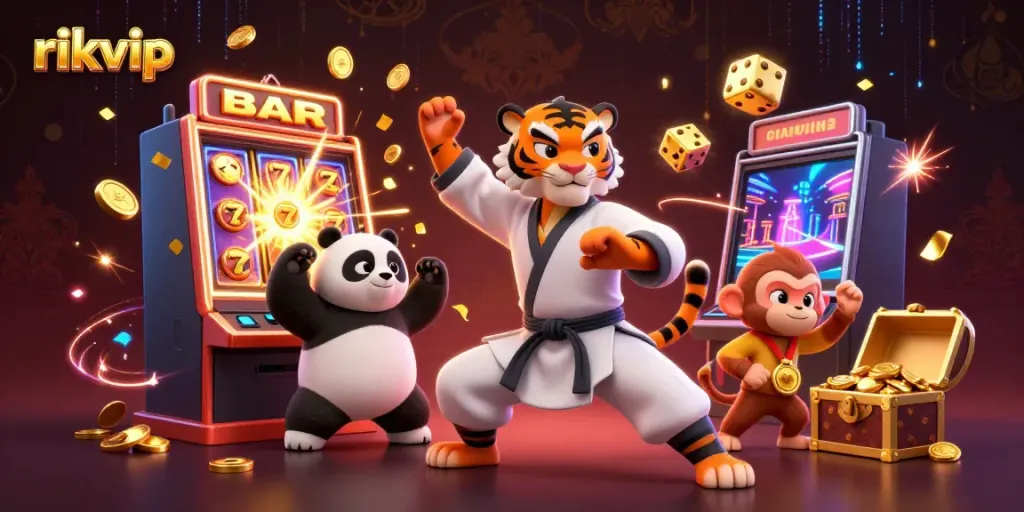 Experience the excitement of rikvip's jackpot wins with vibrant 3D casino illustration.