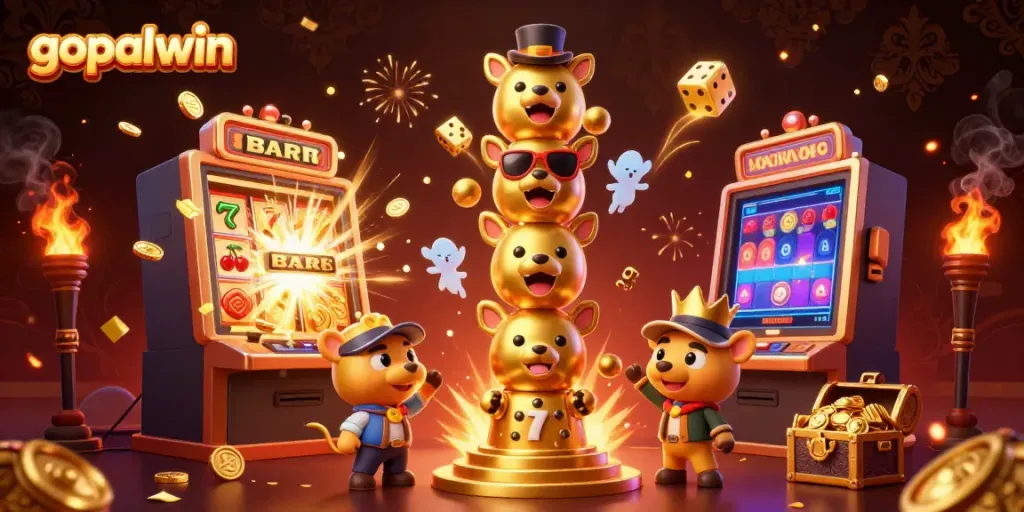 Experience the excitement of gopalwin with a dazzling 3D casino scene featuring a golden totem and jackpot animations.