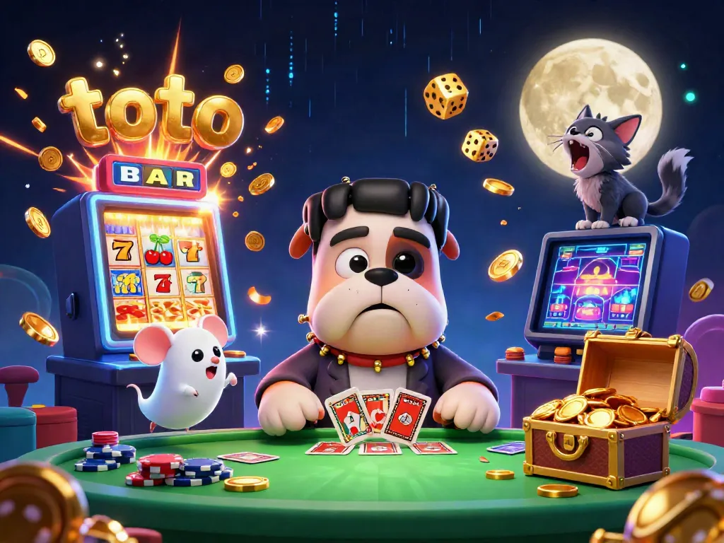 Slot permainan toto dengan monster bulldog dan efek jackpot yang menarik.