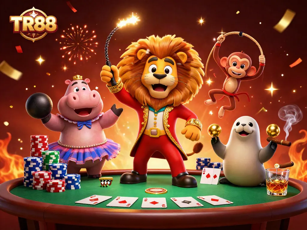 Engage in thrilling casino games at TR88 featured with lively 3D circus characters.