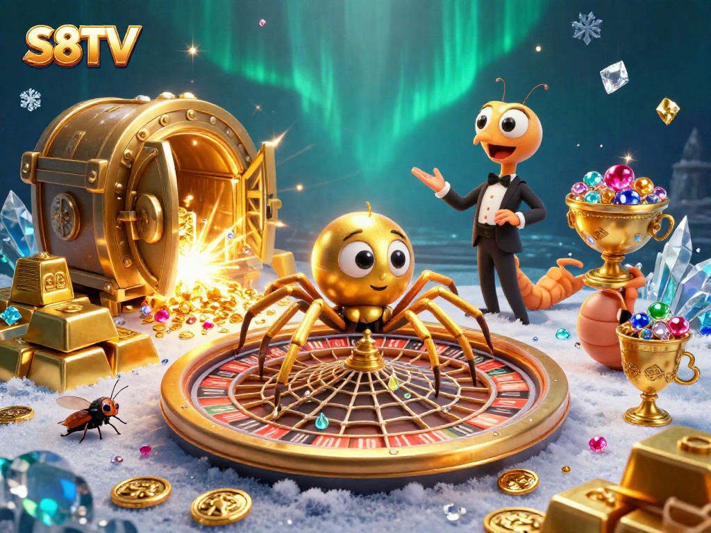 S8TV invites you to spin and win big in a vibrant gold-filled casino world.