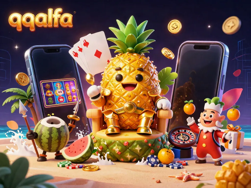 Slot game qqalfa menunjukkan keseruan kasino dengan karakter kartun berwarna-warni.